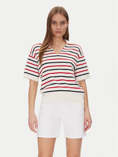 Tommy Hilfiger Sweter Mini Stp Co Open Polo Ss Swt WW0WW45400 Kolorowy Regular Fit. Swetry klasyczne damskie Tommy Hilfiger, s, z bawełny, bez kołnierzyka. Za 299.99 zł.