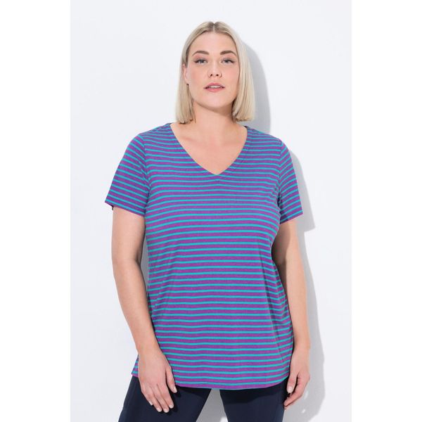 Damskie Koszulka funkcyjna prążkowanie klasyczny krój dekolt w serek rękaw 1/2. Czerwone t-shirty damskie Ulla Popken, plus size, bez wzorów, z materiału, bez kołnierzyka. Za 199.99 zł.