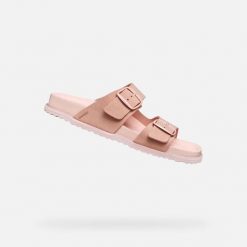 Sandały GEOX D558RA Rose. Czerwone sandały damskie Geox, bez wzorów, ze skóry, bez obcasa. Za 193.99 zł.