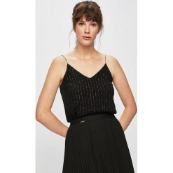 Morgan - Top. Czarne topy damskie Morgan, bez wzorów, z materiału, bez kołnierzyka. W wyprzedaży za 159.90 zł.