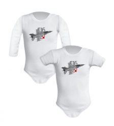 F-16 — body (Rozmiar: 9M; Długość rękawa: krótki; Rodzaj nadruku: F-16). Body niemowlęce nikiniki, bez wzorów, z bawełny, bez ramiączek. Za 59.00 zł.