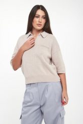 Sweter damski wełniany z kołnierzem polo PESERICO. Swetry klasyczne damskie Peserico, z wełny, bez kołnierzyka. Za 1,579.00 zł.