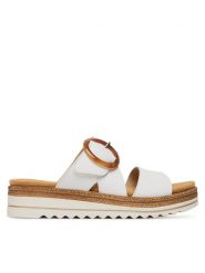 Remonte Klapki D0Q51-82 Biały. Białe klapki damskie Remonte, bez wzorów, ze skóry, bez obcasa. Za 349.99 zł.