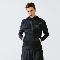 Bluza do biegania męska Kalenji Utility. Czarne bluzy bez kaptura męskie KALENJI, l, z bawełny. Za 169.99 zł.