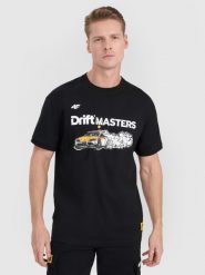 4F T-shirt regular z nadrukiem uniseks 4F x Drift Masters - czarny L. Czarne t-shirty męskie 4f, l, bez wzorów, z bawełny, bez kołnierzyka. Za 119.99 zł.