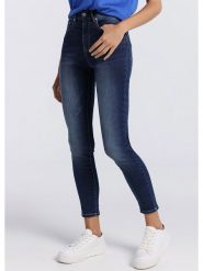 Victorio & Lucchino Dżinsy - Skinny fit - w kolorze granatowym rozmiar: W26. Niebieskie jeansy damskie victorio & lucchino, z podwyższonym stanem. Za 150.02 zł.