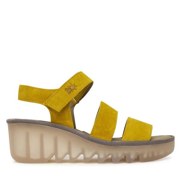 Sandały Fly London. Żółte sandały damskie Fly London, bez wzorów, bez obcasa, na koturnie. Za 547.99 zł.