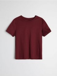 Bawełniana koszulka basic - pomarańczowy. Brązowe t-shirty damskie Sinsay, l, bez wzorów, z bawełny, bez kołnierzyka. Za 25.99 zł.