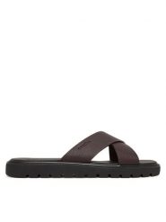 Calvin Klein Klapki Sq Molded Sandal Xcross Lth HM0HM02235 Brązowy. Brązowe klapki i japonki męskie CALVIN KLEIN, ze skóry. Za 409.99 zł.