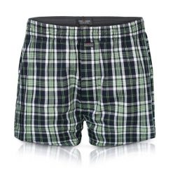 Męskie Bokserki Bawełniane - Pako Jeans - Granatowo-Zielona Kratka. Niebieskie bokserki męskie Pako Jeans, bez wzorów, z bawełny. Za 33.00 zł.