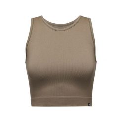 Bezszwowy, prążkowany top damski Black Diamond. Brązowe topy damskie Black Diamond, bez wzorów, prążkowane, bez kołnierzyka. Za 241.50 zł.