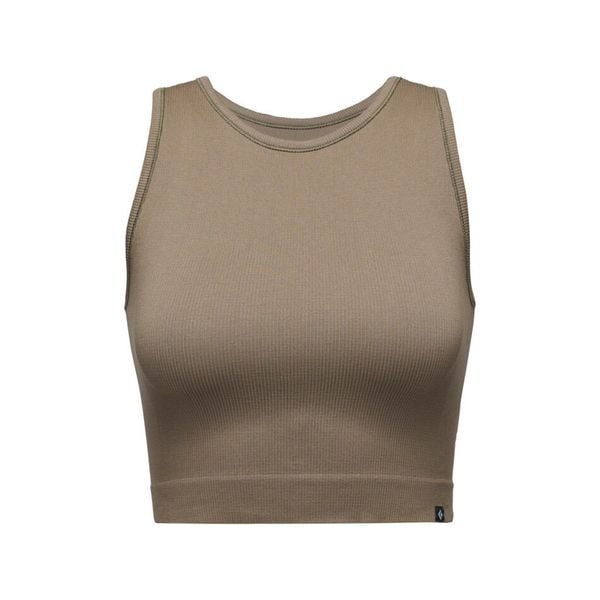 Bezszwowy, prążkowany top damski Black Diamond. Brązowe topy damskie Black Diamond, bez wzorów, prążkowane, bez kołnierzyka. Za 241.50 zł.