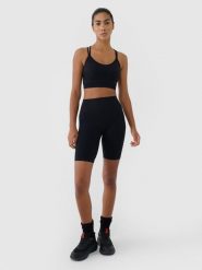 4F Legginsy kolarki bezszwowe treningowe damskie - czarne XS/S. Czarne legginsy sportowe damskie 4f, l, bez wzorów, z dzianiny, z podwyższonym stanem, na fitness i siłownię. W wyprzedaży za 89.99 zł.