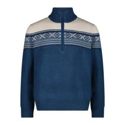 Sweter dzianinowy z zippem CMP Wooltech. Niebieskie swetry męskie CMP, na zimę, m, bez wzorów, z dzianiny, bez kołnierzyka. Za 342.50 zł.