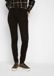 Jegginsy termiczne, mid waist. Czarne legginsy damskie bonprix, bez wzorów, z jeansu. Za 129.99 zł.