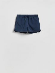 Gładkie szorty plażowe - granatowy. Niebieskie szorty męskie Reserved, bez wzorów, z tkaniny. Za 59.99 zł.