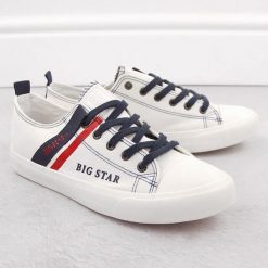 Trampki niskie męskie tekstylne białe Big Star LL174005. Białe trampki i tenisówki męskie Big Star, bez wzorów, z materiału, bez zapięcia. Za 94.50 zł.