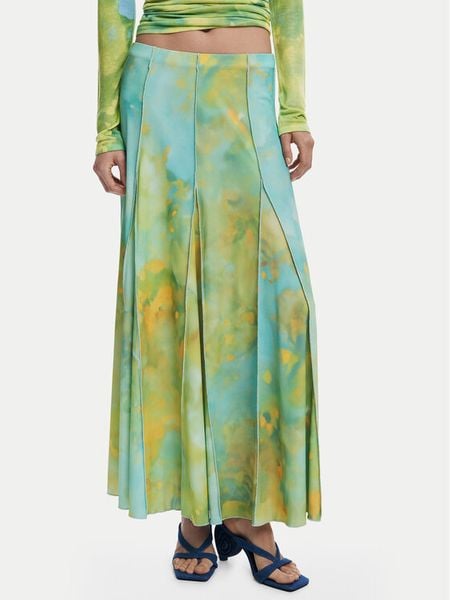 Desigual Spódnica maxi Desvanecer 25WWFK06 Zielony Regular Fit. Zielone spódniczki damskie Desigual, xl, bez wzorów, z syntetyku, maxi. Za 239.99 zł.