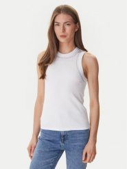DKNY Top DJ5T1694 Biały Slim Fit. Białe topy damskie DKNY, m, bez wzorów, z bawełny, bez ramiączek. Za 259.99 zł.
