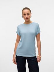 Vero Moda Koszulka w kolorze błękitnym rozmiar: S. Niebieskie bluzki damskie Vero Moda, s, bez wzorów, bez kołnierzyka. Za 41.69 zł.