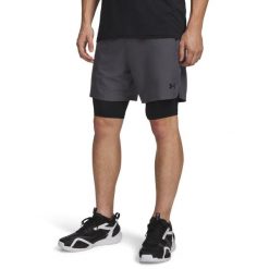 Spodenki treningowe męskie Under Armour Vanish Woven 2.0 2IN1 Shorts. Czarne szorty sportowe męskie Under Armour, l, z materiału, na fitness i siłownię. Za 265.35 zł.
