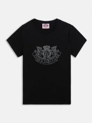 Juicy Couture Koszulka w kolorze czarnym rozmiar: L. Czarne bluzki damskie Juicy Couture, l, bez wzorów, bez kołnierzyka. Za 152.99 zł.