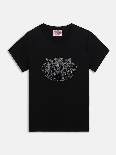 Juicy Couture Koszulka w kolorze czarnym rozmiar: L. Czarne bluzki damskie Juicy Couture, l, bez wzorów, bez kołnierzyka, bez ramiączek. Za 131.12 zł.