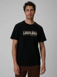 T-shirt regular z nadrukiem męski 4F 4FRSS26TTSHM4227. Czarne t-shirty męskie 4f, m, bez wzorów, z bawełny, bez kołnierzyka. Za 57.99 zł.
