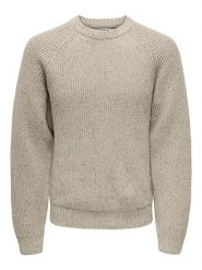 ONLY & SONS Sweter "Litus" w kolorze beżowym rozmiar: S. Brązowe swetry męskie Only & Sons, s, bez wzorów, z wełny, bez kołnierzyka. Za 131.12 zł.