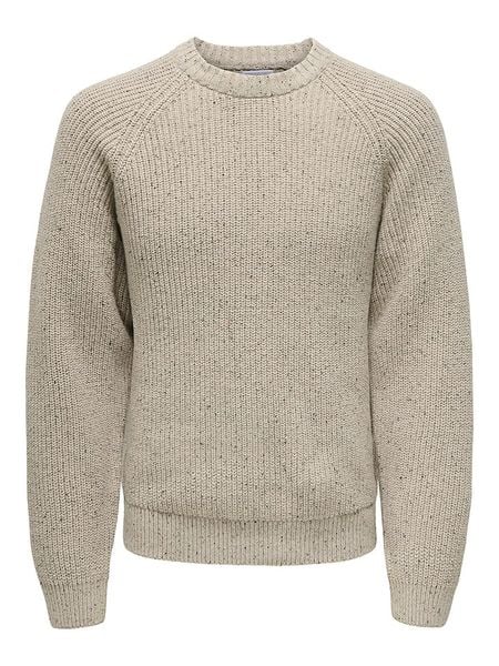 ONLY & SONS Sweter "Litus" w kolorze beżowym rozmiar: S. Brązowe swetry męskie Only & Sons, s, bez wzorów, z wełny, bez kołnierzyka. Za 143.90 zł.