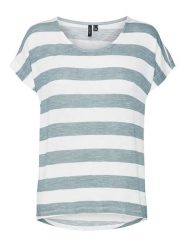 Vero Moda Koszulka w kolorze biało-błękitnym rozmiar: XS. Białe bluzki damskie Vero Moda, s, bez wzorów, z wiskozy, klasyczne, bez kołnierzyka, bez ramiączek. Za 74.63 zł.