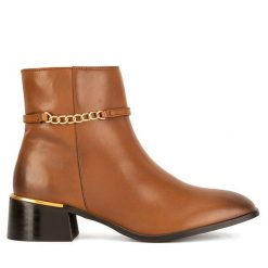 Botki Sergio Bardi. Brązowe botki damskie Sergio Bardi, bez obcasa, na słupku, bez zapięcia. Za 369.99 zł.