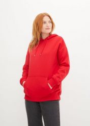 Bluza z kapturem oversize z mieszanki bawełny. Czerwone bluzy z kapturem damskie bonprix, z bawełny. Za 84.99 zł.