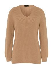 More & More Sweter w kolorze beżowym rozmiar: 38. Brązowe swetry klasyczne damskie MORE & MORE, prążkowane, bez kołnierzyka. Za 70.08 zł.