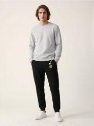 Bluza crewneck basic z domieszką bawełny - szary. Szare bluzy bez kaptura męskie Sinsay, l, z bawełny. Za 29.99 zł.