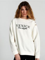 Bluza z haftem - kremowy. Białe bluzy bez kaptura damskie Sinsay, l, z bawełny. Za 59.99 zł.