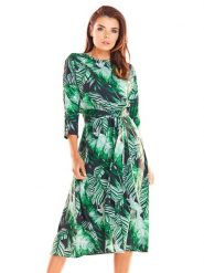 Awama Sukienka w kolorze zielonym ze wzorem rozmiar: L. Zielone sukienki damskie Awama, l, bez wzorów, bez kołnierzyka, bez ramiączek, midi. Za 77.99 zł.