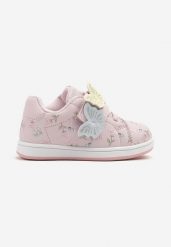 Różowe Buty Sportowe Sneakersy ze Skórzaną Wkładką i Aplikacjami Nilavira. Czerwone sukienki niemowlęce Born2be, z aplikacjami, z jeansu, bez ramiączek. Za 109.99 zł.