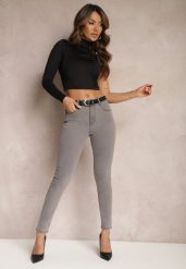 Szare Jeansy High Waist o Fasonie Regular Hildelitha. Szare jeansy damskie Renee, z podwyższonym stanem. Za 49.99 zł.
