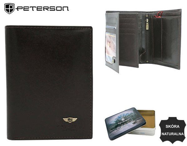 Portfel męski skórzany PETERSON PTN 22311-VT czarny. Czarne portfele męskie Peterson, bez wzorów. Za 101.99 zł.