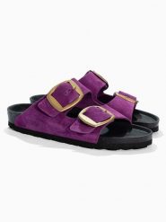 BACKSUN Skórzane klapki "Londrina" w kolorze fioletowym rozmiar: 41. Różowe klapki damskie Backsun, bez wzorów, ze skóry, bez obcasa. Za 130.99 zł.