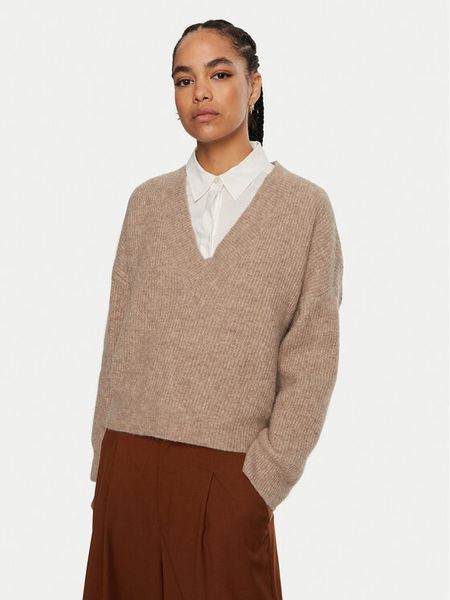 Gestuz Sweter Alpha 10909332 Beżowy Loose Fit. Brązowe swetry klasyczne damskie Gestuz, l, z wełny, bez kołnierzyka. Za 399.99 zł.