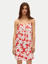 Vero Moda Sukienka letnia Dicthe 10323634 Czerwony Regular Fit. Czerwone sukienki damskie Vero Moda, na lato, s, bez wzorów, z bawełny, bez kołnierzyka, bez ramiączek. Za 119.99 zł.