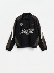 Bluza z haftem - czarny. Czarne bluzy bez kaptura męskie Reserved, l, z bawełny. Za 149.99 zł.