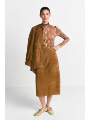 Rich & Royal Bluzka w kolorze jasnobrązowym rozmiar: L. Brązowe bluzki damskie Rich & Royal, l, bez wzorów, bez kołnierzyka, bez ramiączek. Za 139.95 zł.