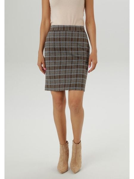 Aniston Spódnica w kolorze ciemnobrązowo-białym rozmiar: 42. Brązowe spódniczki damskie Aniston, bez wzorów, z podwyższonym stanem, mini. Za 61.02 zł.