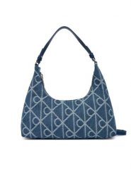 Calvin Klein Torebka Emblem Aop Denim Shoulder Bag LV04F3431G Niebieski. Niebieskie torebki klasyczne damskie CALVIN KLEIN, bez wzorów, z denimu, bez dodatków. Za 489.99 zł.