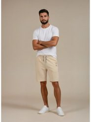 Geographical Norway Bermudy dresowe "Ponakry" w kolorze beżowym rozmiar: XL. Brązowe szorty męskie Geographical Norway, bez wzorów, z dresówki. Za 82.99 zł.