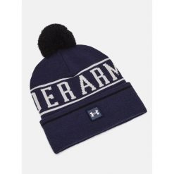 Czapka zimowa męska Under Armour ciepła z pomponem. Niebieskie czapki męskie Under Armour, na zimę, bez wzorów, sportowe. Za 69.99 zł.