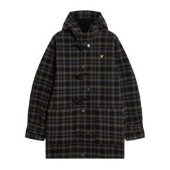 Modularny płaszcz w tartanowym wzorze Lyle & Scott. Czarne płaszcze męskie LYLE AND SCOTT, xl, bez wzorów, z materiału, klasyczne. Za 718.00 zł.